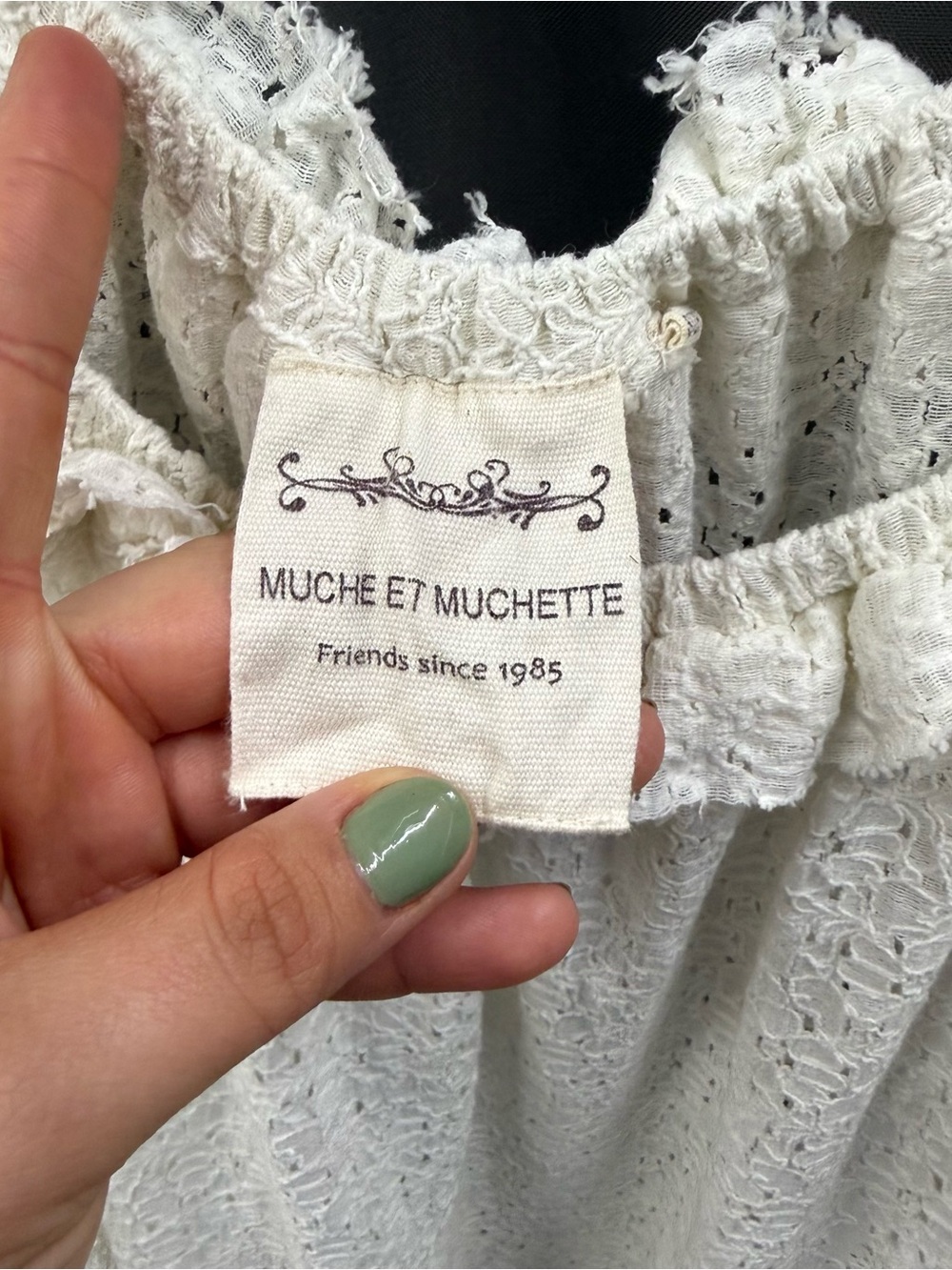 Ivory Ruffle Lace Peasant Top - Picture 2 of 10